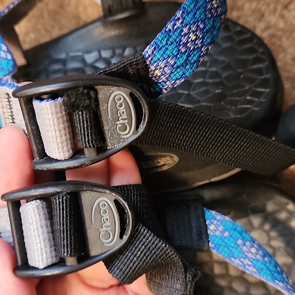 Chaco Classic Z/2 Sandals in Teal purple diamond weave - Picture 10 of 13
